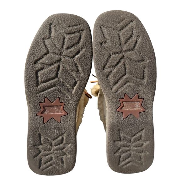 Born Shearling Boots 10 Cream Leather Lined Fold Over Winter Apres Ski Shoe - Picture 7 of 11